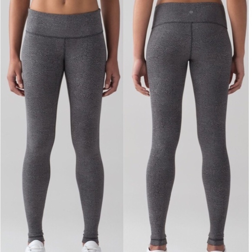 Lululemon Wunder Under LR Tight Luxtreme Chakra Jacquard V1 Bk Battleship Sz 4